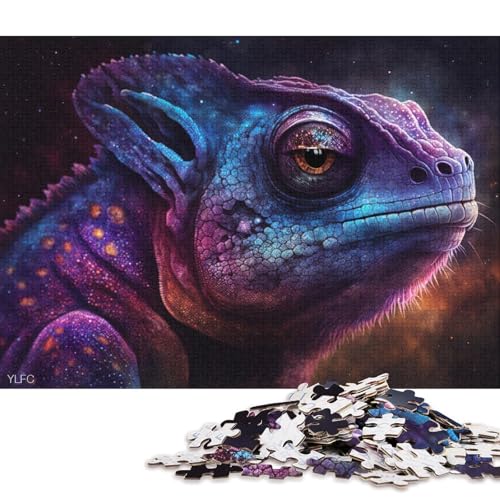 1000-teiliges Puzzle, Lernspiele, kosmisches Galaxie-Chamäleon, Puzzle für Kinder, Holzpuzzle, Heimdekorationspuzzle (Größe 75 * 50 cm) von LiJianXXE