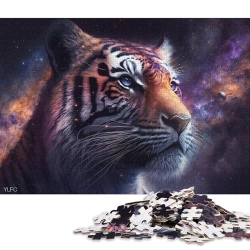 1000-teiliges Puzzle, Lernspiele, kosmisches Galaxie-Tiger-Puzzle für Erwachsene, Holzpuzzle, Lernspielzeug, Familienspiele (Größe 75 * 50 cm) von LiJianXXE