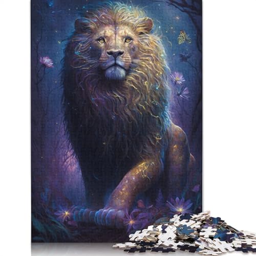 1000-teiliges Puzzle, Löwe, Blume, Galaxie, Puzzle für Erwachsene und Kinder, Holzpuzzle, Heimdekoration, Puzzlespielzeug, Größe: 75 x 50 cm von LiJianXXE