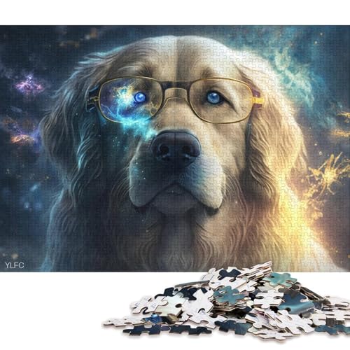 1000-teiliges Puzzle, Magic Art, Golden Retriever-Puzzle für Erwachsene, Holzpuzzle, Spielzeug, Wanddekoration 75x50cm/1000 Teile von LiJianXXE