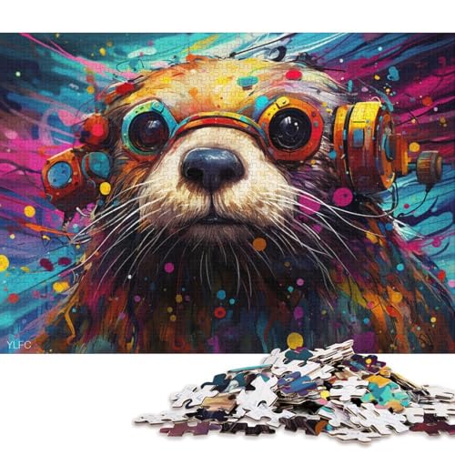 1000-teiliges Puzzle, Roboter-Otter-Kunst-Puzzle für Kinder, Holzpuzzle, Lernspiele für Erwachsene und Kinder 38x26cm/1000 Teile von LiJianXXE