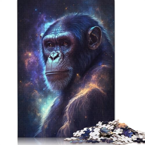 1000-teiliges Puzzle, Tier-Galaxie, AFFE, Puzzle für Holzpuzzle, Lernspiel, Herausforderungsspielzeug, Größe: 75 x 50 cm von LiJianXXE