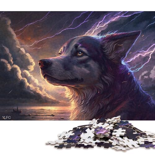 1000-teiliges Puzzle, Tier-Puzzle mit Husky-Hund, für Erwachsene, Holzpuzzle, Lernspiel für Erwachsene und Kinder 75x50cm/1000 Teile von LiJianXXE