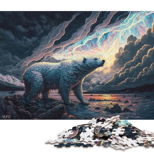 1000-teiliges Puzzle, Tierkunst, Eisbär-Puzzle für Erwachsene, Holzpuzzle für Sommerliebhaber 75x50cm/1000 Teile von LiJianXXE