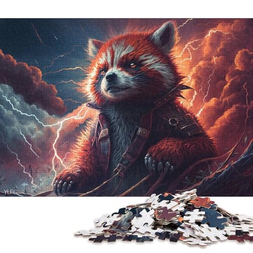 1000-teiliges Puzzle, Tierkunst, Roter Panda, Puzzle für Erwachsene, Holzpuzzle, Lernspiel für Erwachsene und Kinder 38x26cm/1000 Teile von LiJianXXE