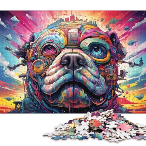 1000-teiliges Puzzle, Tierroboter-Bulldogge, Puzzle für Erwachsene, Holzpuzzle, Spielzeug, Wanddekoration 38x26cm/1000 Teile von LiJianXXE