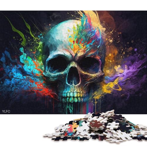 1000-teiliges Puzzle, buntes Totenkopf-Puzzle für Kinder, Karton-Puzzle, Heimdekoration, Puzzle-Spielzeug (Größe 38 * 26 cm) von LiJianXXE