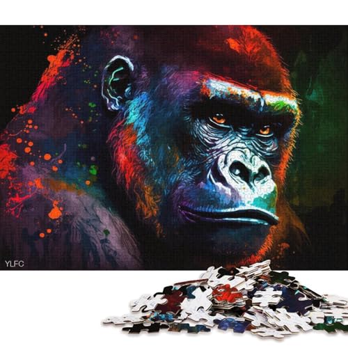 1000-teiliges Puzzle, farbenfrohes Gorilla-Puzzle für Kinder, Karton-Puzzle, Heimdekoration, Puzzle-Spielzeug (Größe 38 * 26 cm) von LiJianXXE