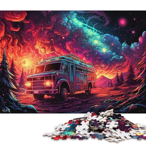 1000-teiliges Puzzle, farbige Feuerwehrautos, Puzzle für Erwachsene, Holzpuzzle, Lernspiel für Erwachsene und Kinder 75x50cm/1000 Teile von LiJianXXE