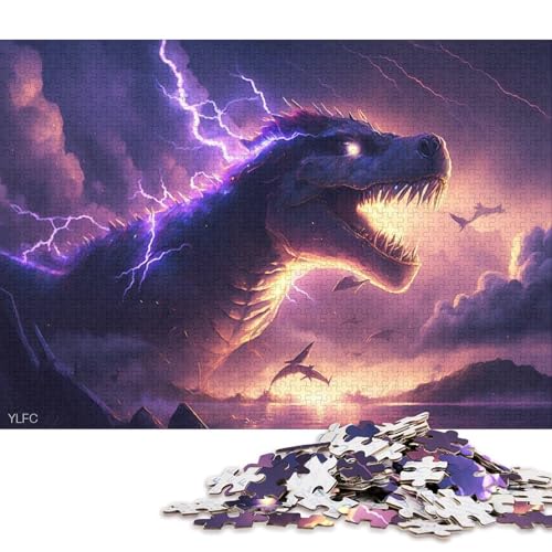 1000-teiliges Puzzle, künstlerisches Dinosaurier-Puzzle für Kinder, Holzpuzzle, Lernspiele für Erwachsene und Kinder 38x26cm/1000 Teile von LiJianXXE