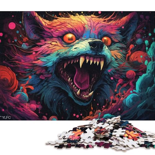 1000-teiliges Puzzle Angry Foxes für Erwachsene, Holzpuzzle, Lernspiel für Erwachsene und Kinder 38x26cm/1000 Teile von LiJianXXE