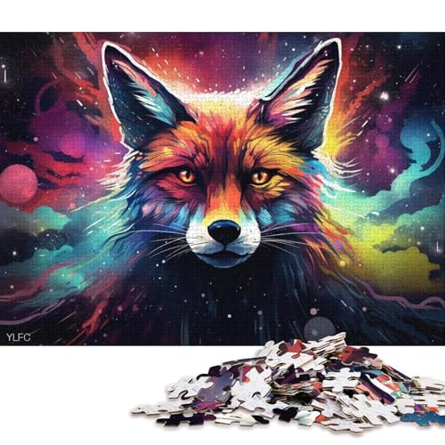 1000-teiliges Puzzle Art Bunter Fuchs Puzzle für Erwachsene Holzpuzzle Puzzle Hands-on-Spiel 75x50cm/1000pcs von LiJianXXE