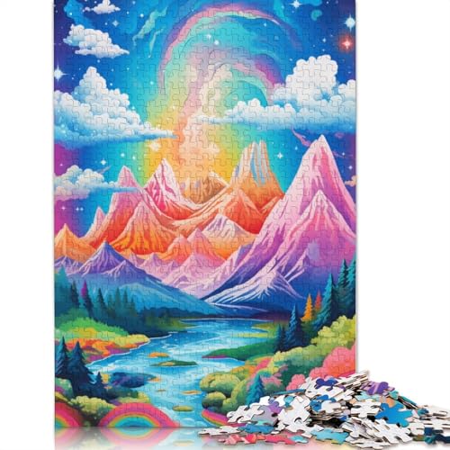 1000-teiliges Puzzle Berg mit bunten Sternen, Puzzle für Kinder, Papppuzzle, Heimkunstdekor, Größe: 38 x 26 cm von LiJianXXE