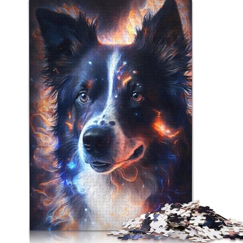 1000-teiliges Puzzle Border Collie Fire Puzzle Geschenk Holzpuzzle Lernpuzzle Familienspielgröße: 75 x 50 cm von LiJianXXE