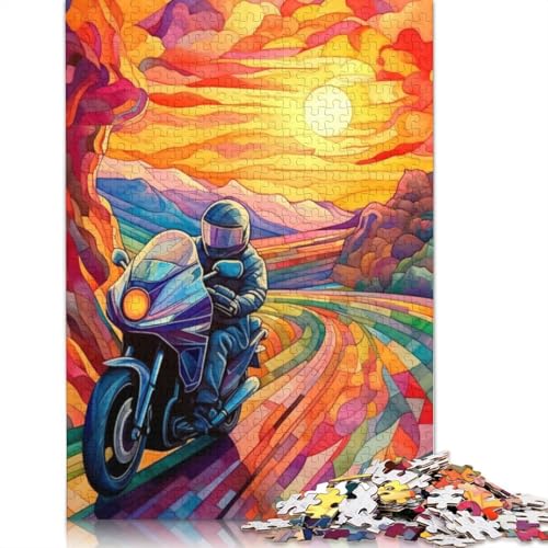 1000-teiliges Puzzle Bunte Motorräder, Puzzle für Erwachsene, Kartonpuzzle, Lernspiel für Erwachsene und Kinder, Größe: 38 x 26 cm von LiJianXXE