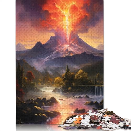 1000-teiliges Puzzle Bunte Vulkane Puzzle für Erwachsene Holzpuzzle Lernspiel Herausforderungsspielzeug Größe: 75 x 50 cm von LiJianXXE