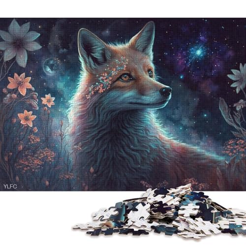 1000-teiliges Puzzle Cosmic Fantasy Fox Puzzle für Erwachsene, Holzpuzzle für Sommerliebhaber 38x26cm/1000 Teile von LiJianXXE