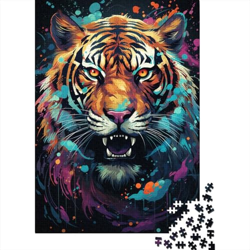 1000-teiliges Puzzle Die farbenfrohe Psychedelie des mysteriösen Tigers,kreative rechteckige Puzzles für Erwachsene und Kinder,große Puzzles für EIN Lernspiel für die ganze Familie (Größe 75x50cm) von LiJianXXE