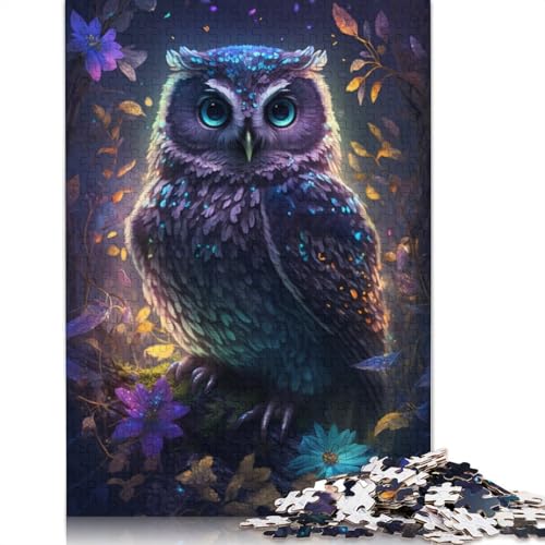 1000-teiliges Puzzle Eule Blume Galaxie Puzzle für Erwachsene Kartonpuzzle Lernspiel Herausforderungsspielzeug Größe: 38x26cm von LiJianXXE