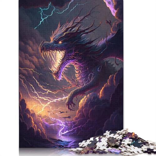 1000-teiliges Puzzle Fantasie Fliegender Drache Puzzles für Erwachsene Holzpuzzle Lernspielzeug Familienspiele Größe: 75x50cm von LiJianXXE