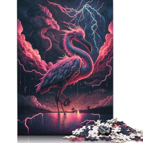 1000-teiliges Puzzle Fantasy Flamingo Puzzle für Erwachsene Holzpuzzle Lernspiel Herausforderungsspielzeug Größe: 75 x 50 cm von LiJianXXE