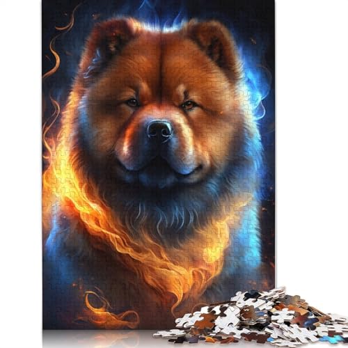 1000-teiliges Puzzle Feuertier-Chow-Chow-Puzzle für Erwachsene, Holzpuzzle, Lernspiel, Herausforderungsspielzeug, Größe: 75 x 50 cm von LiJianXXE