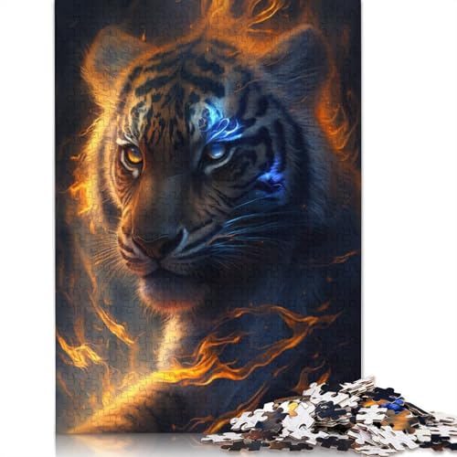 1000-teiliges Puzzle Feuertiger, Puzzle für Kinder, Holzpuzzle, Lernspiel für Erwachsene und Kinder, Größe: 75 x 50 cm von LiJianXXE