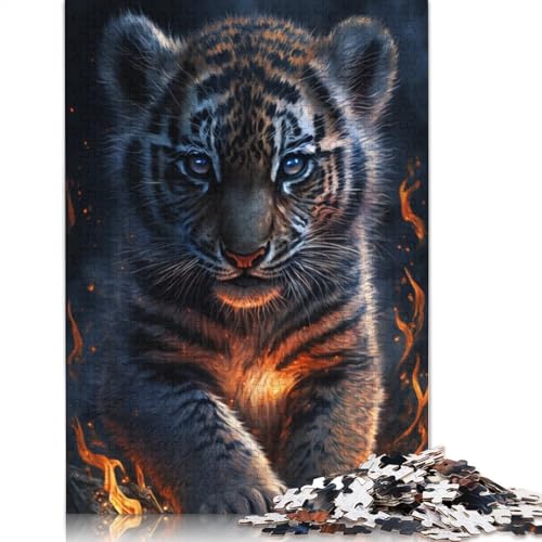 1000-teiliges Puzzle Feuertiger für Kinder, Kartonpuzzle, Lernspiel für Erwachsene und Kinder, Größe: 38 x 26 cm von LiJianXXE