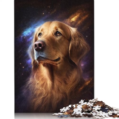 1000-teiliges Puzzle Galaxie, Weltraum, Golden Retriever, Puzzles für Erwachsene, Kartonpuzzle, Lernspielzeug, Familienspiele, Größe: 38 x 26 cm von LiJianXXE