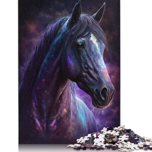 1000-teiliges Puzzle Galaxie, Weltraum, Pferd, Puzzle für Erwachsene, Holzpuzzle, Puzzles für Erwachsene, Lernspiel, Herausforderungsspielzeug (Größe 75 x 50 cm) von LiJianXXE