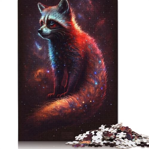 1000-teiliges Puzzle Galaxie, roter Waschbär, Puzzle für Kinder, Holzpuzzle, Lernspiel für Erwachsene und Kinder, Größe: 75 x 50 cm von LiJianXXE