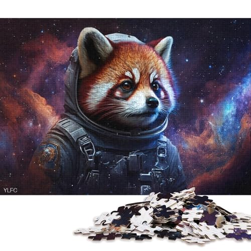 1000-teiliges Puzzle Galaxie-Astronaut, Roter Panda, Puzzle für Erwachsene, Holzpuzzle, anspruchsvoll, Aber unterhaltsam und humorvoll (Größe 75 * 50 cm) von LiJianXXE