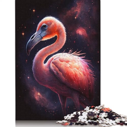 1000-teiliges Puzzle Galaxie-Flamingo, Puzzle für Kinder, Kartonpuzzle, Lernspiel für Erwachsene und Kinder, Größe: 38 x 26 cm von LiJianXXE