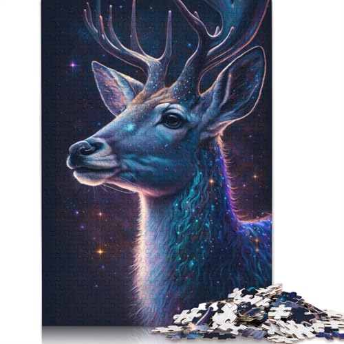 1000-teiliges Puzzle Galaxy Deer für Erwachsene, Holzpuzzle, anspruchsvoll, Aber unterhaltsam und humorvoll (Größe 75 x 50 cm) von LiJianXXE