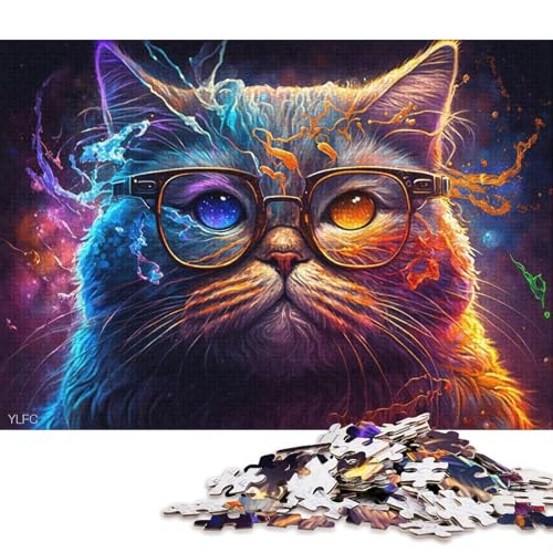 1000-teiliges Puzzle Garfield-Katze mit Brille, Puzzle für Erwachsene, Holzpuzzle, Lernspiel (Größe 75 * 50 cm) von LiJianXXE