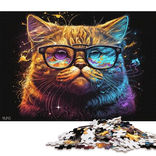 1000-teiliges Puzzle Garfield-Katze mit Brille, Puzzle für Holzpuzzle, tolles Geschenk für Erwachsene (Größe 75 * 50 cm) von LiJianXXE