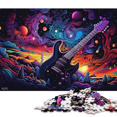 1000-teiliges Puzzle Gitarre im Weltraum, Puzzle für Erwachsene, Holzpuzzle, Spielzeug, Wanddekoration 75x50cm/1000 Teile von LiJianXXE