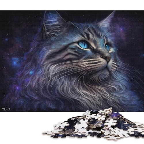 1000-teiliges Puzzle Kosmische Galaxie, Maine-Coon-Katze, Puzzle für Erwachsene, Kartonpuzzle, Lernspiel (Größe 38 * 26 cm) von LiJianXXE