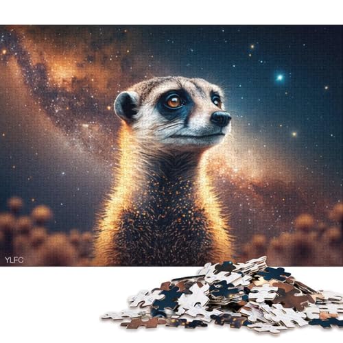 1000-teiliges Puzzle Kosmisches Galaxie-Erdmännchen, Puzzle für Erwachsene, Holzpuzzle, Spielzeug, Wanddekoration 75x50cm/1000 Teile von LiJianXXE