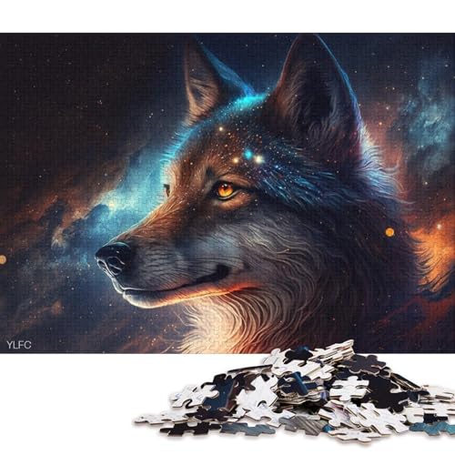 1000-teiliges Puzzle Kosmisches Galaxie-Wolf-Puzzle für Kinder, Karton-Puzzle, Heimdekoration, Puzzle-Spielzeug (Größe 38 * 26 cm) von LiJianXXE