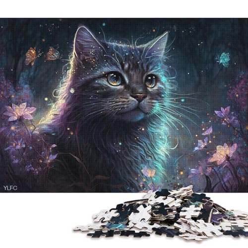 1000-teiliges Puzzle Magische Katze, Puzzle für Erwachsene, Holzpuzzle, Spielzeug, Wanddekoration 75x50cm/1000 Teile von LiJianXXE