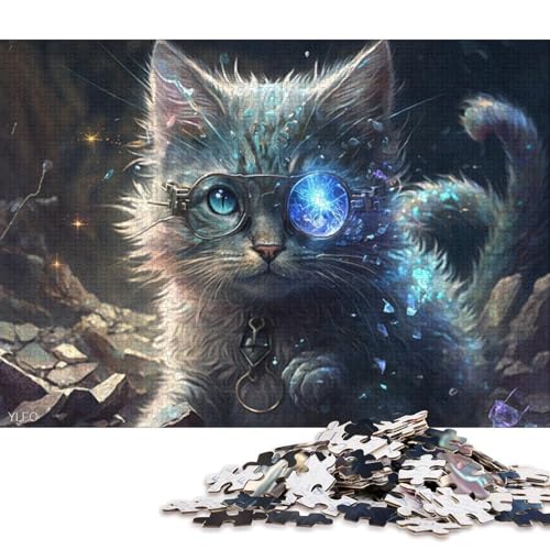 1000-teiliges Puzzle Magisches Kätzchen-Krieger-Puzzle für Erwachsene, Holzpuzzle für Sommerliebhaber 38x26cm/1000 Teile von LiJianXXE