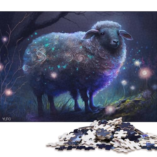 1000-teiliges Puzzle Magisches Schaf für Kinder, Holzpuzzle, Lernspiele für Erwachsene und Kinder 38x26cm/1000 Teile von LiJianXXE