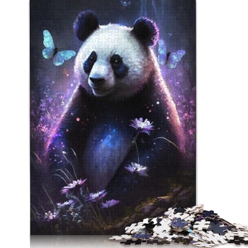 1000-teiliges Puzzle Panda Flower Galaxy Puzzle für Erwachsene, Holzpuzzle, Lernspiel, Herausforderungsspielzeug, Größe: 75 x 50 cm von LiJianXXE