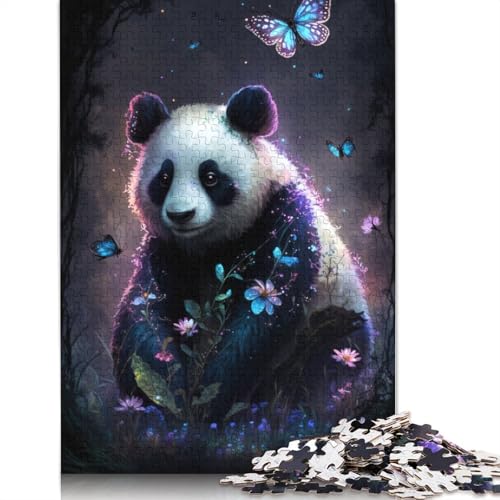 1000-teiliges Puzzle Panda Flower Galaxy – Puzzle für Erwachsene aus Holz – Anspruchsvolles Spiel – Größe: 75 x 50 cm von LiJianXXE