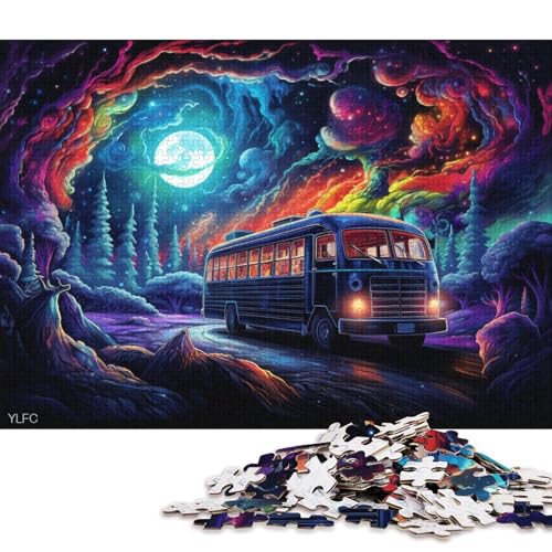 1000-teiliges Puzzle Regenbogenbus, Puzzle für Erwachsene, Holzpuzzle, Spielzeug, Wanddekoration 75x50cm/1000 Teile von LiJianXXE