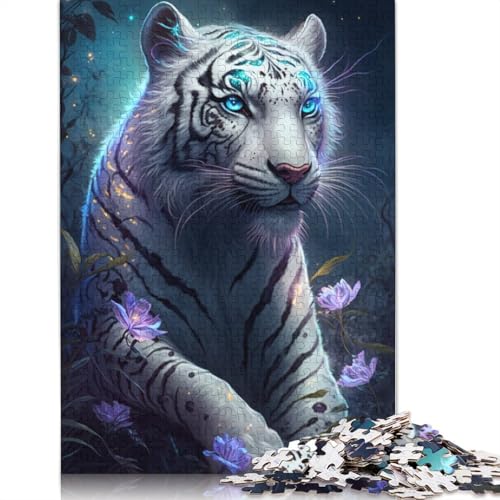 1000-teiliges Puzzle Weißer Tiger, Blume, Galaxie, Puzzle für Kinder, Holzpuzzle, Lernspiel für Erwachsene und Kinder, Größe: 75 x 50 cm von LiJianXXE