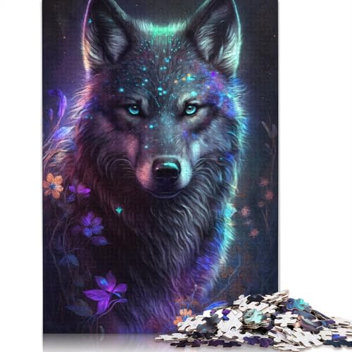 1000-teiliges Puzzle Wolf Flower Galaxy – Puzzle für Erwachsene – Holzpuzzle – Lernpuzzle – Familienspiel – Größe: 75 x 50 cm von LiJianXXE