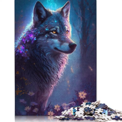 1000-teiliges Puzzle Wolf Flower Galaxy Puzzles für Erwachsene und Kinder, Holzpuzzle, Heimdekoration, Puzzlespielzeug, Größe: 75 x 50 cm von LiJianXXE