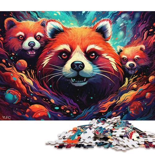 1000-teiliges Puzzle Wütender roter Panda, Puzzle für Erwachsene, Holzpuzzle, Spielzeug, Wanddekoration 38x26cm/1000 Teile von LiJianXXE